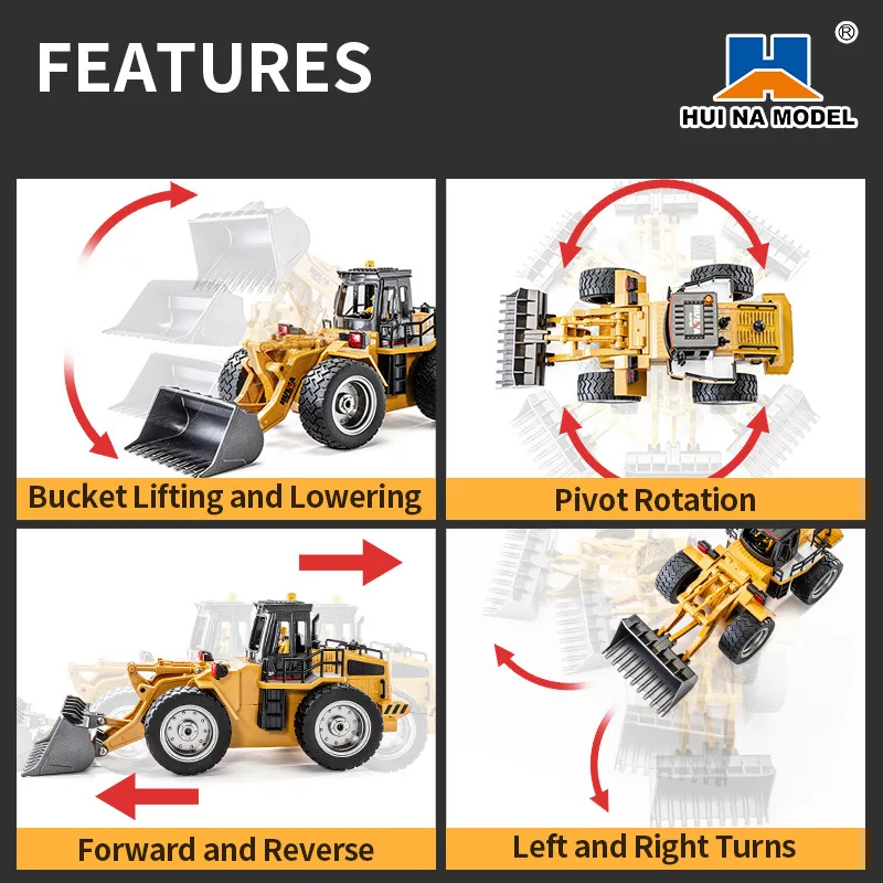 Huina 1520 1:18 RC Tractor Shovel Toy Rc Forklift Truck Engineering Car Toy Toys for Children Boy Toys Bulldozer Tractor Model 3