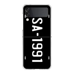 Vintage Humor License Plate Design Hard PC Transparent Phone Case for Z Flip 4 (B1)