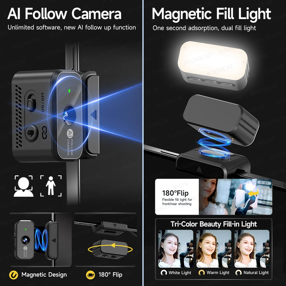 Gimbal para Smartphone 3 Ejes con Micrófono Desmontable y Seguimiento IA