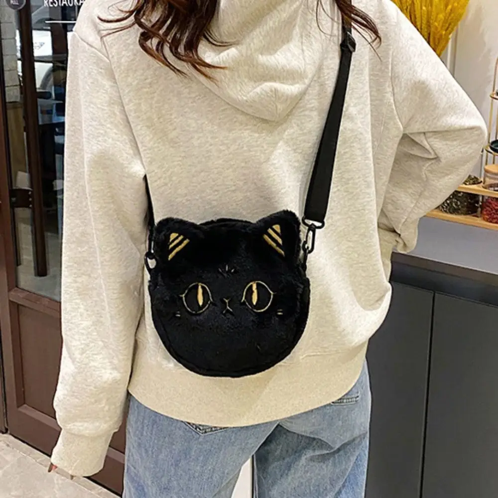 

Plush Gaia Anderson Cat Tote Bag New High-capacity Black Fluffy Shoulder Straddle Bag Soft Cartoon Plush Underarm Bag Female