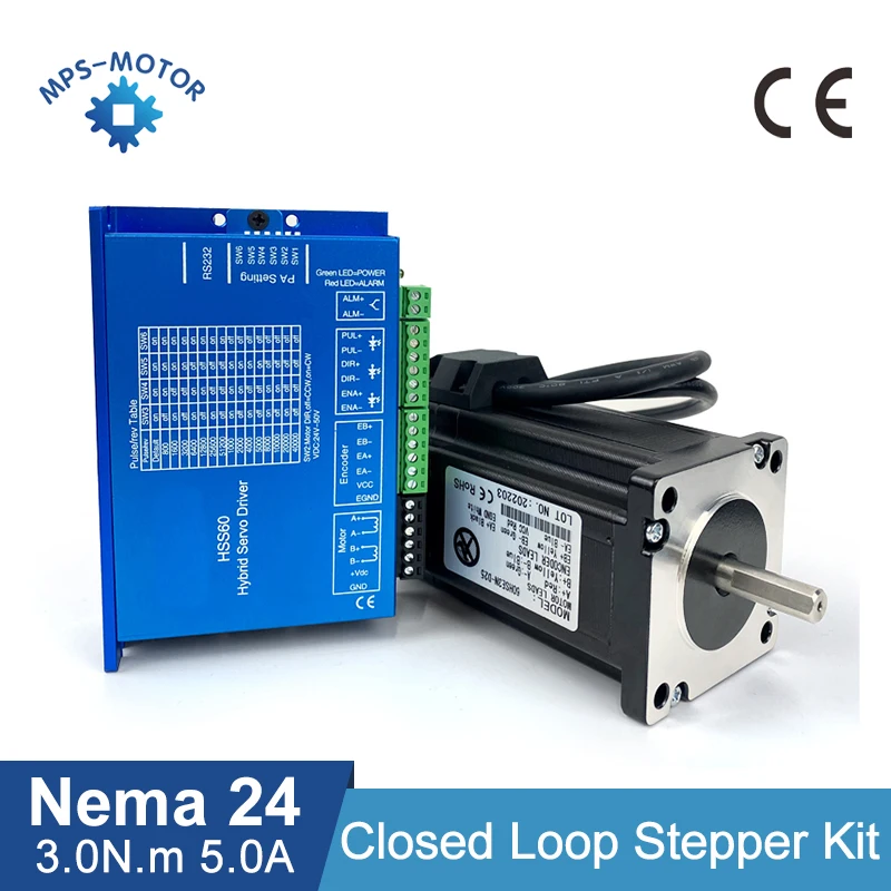 3Nm Nema 24 Closed Loop Stepper Motor With Nema24 Hybrid Step Driver HSS60 + 3M Encoder Cable stepper motor