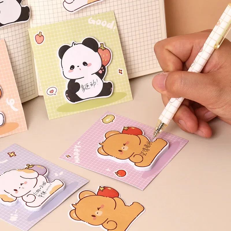 4Pcs/Set Kawaii Cartoon Animal Memo Pad Cute Panda Bear Dog Rabbit Sticky Note Student Office Stationery Self-Adhesive Notes 4