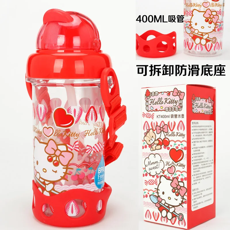 Kawaii Sanrio Hello Kittys Water Cup Large Capacity Children's Water Bottle Cup Cute Cartoon Straw Cup Girl Plastic Girls Gift fashion sexy women elastic belts casual girl square wooden weave stripe buckle straw belt braided woven waistband hot sale bl588