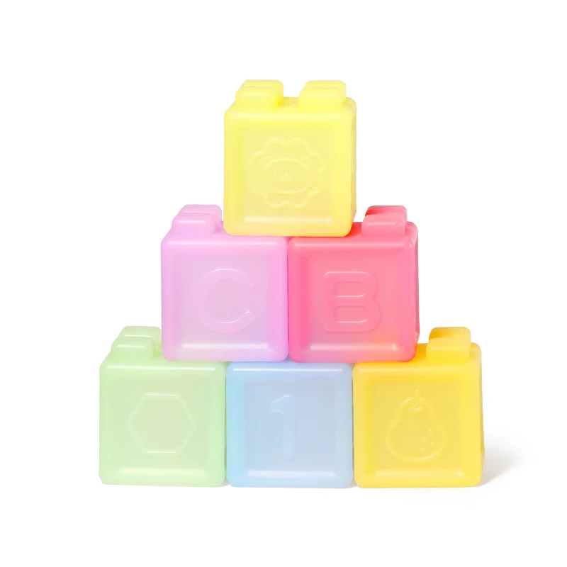 Educational Silicone Building Blocks Chewable Baby Toy Soft Rubber Blocks Storage Box For Kids Over 18 Months
