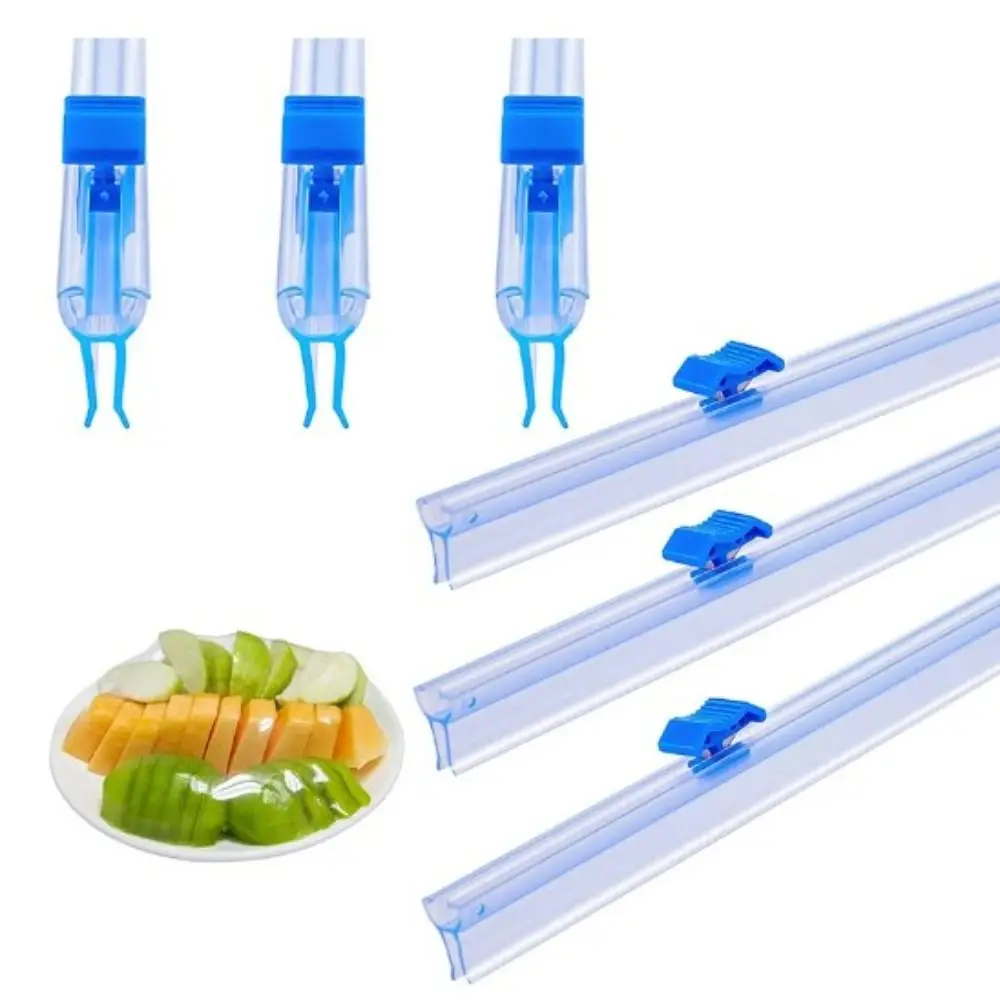 3pcs Convenient Plastic Wrap Dispensers Plastic Reusable Food Cling Film Cutter Slide Cling Film Cutting Strip Kitchen 1