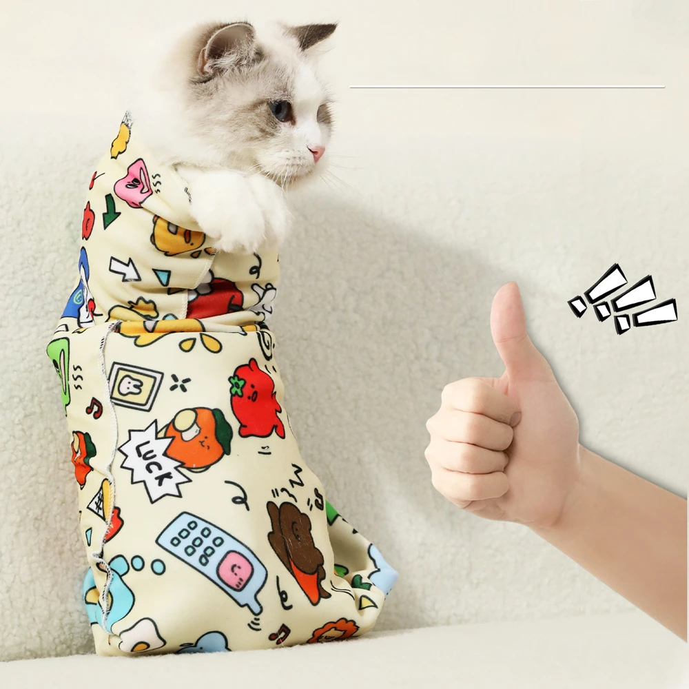New Pet Grooming Fixed Cloth Pet Wrap Cat Wrap Nail Clipper Injections Self-adhesive Anti Bite Scratch Anti Escape Restraint Bag