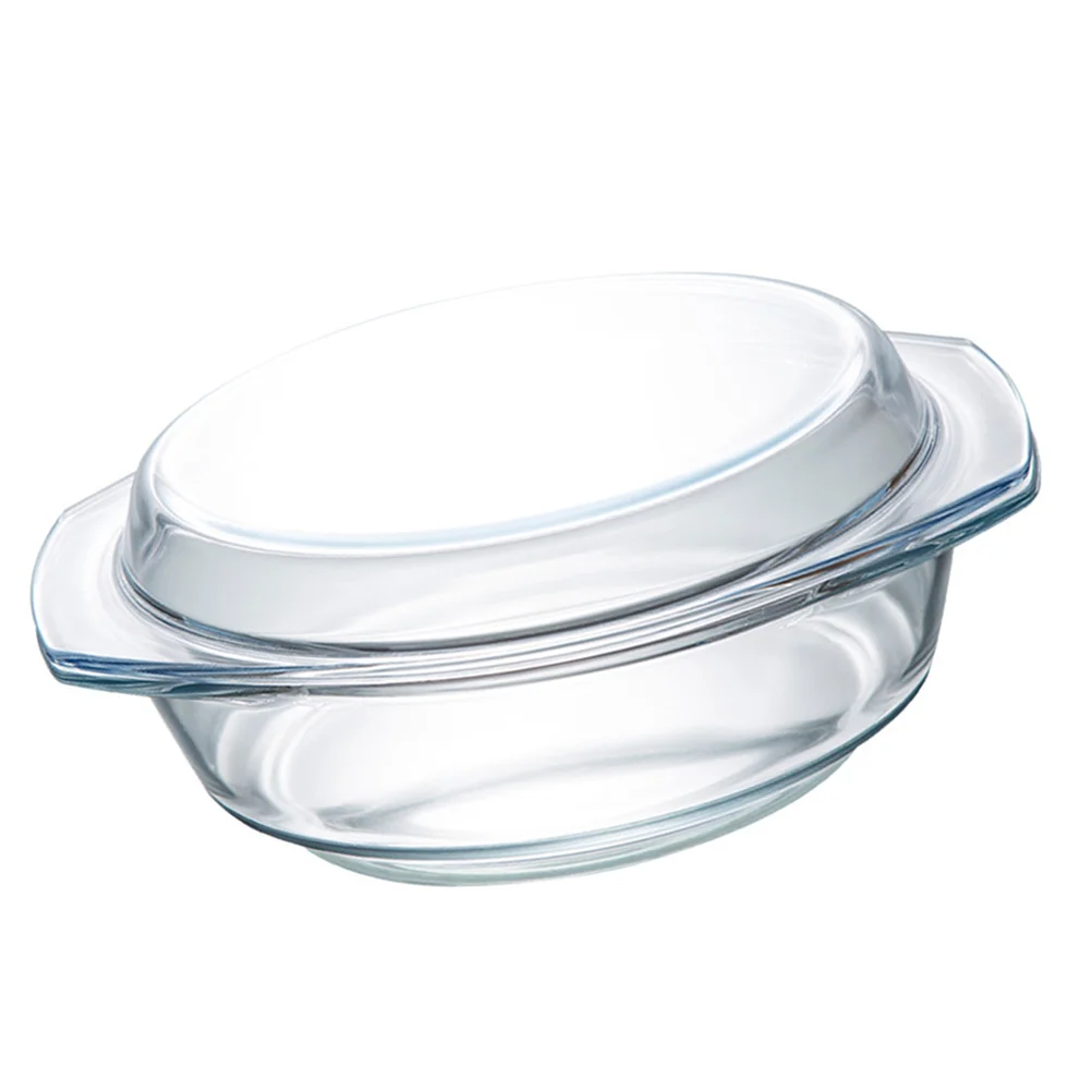 

1pc Household Glass Bowl Round Microwave Bowl Heat-resistant Bowl with Lid