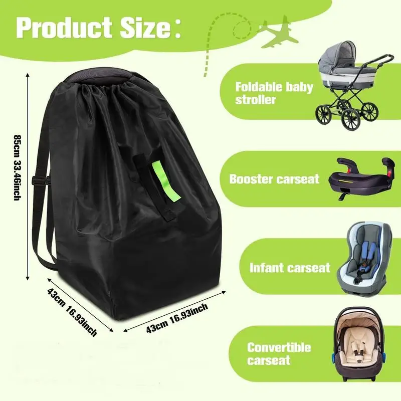 Seggiolino auto Borsa da viaggio per aereo Custodia per seggiolino auto resistente Borsa da viaggio Accessori spaziosi per marsupio impermeabile per adolescenti in famiglia - immagine 6