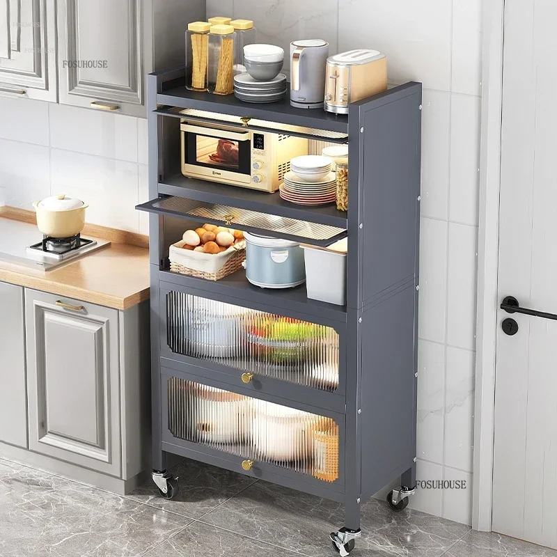 Luxury Metal Sideboards Kitchen Cabinets With Door Multi-functional Rice Cooker Locker Against The Wall Sideboard StorageN