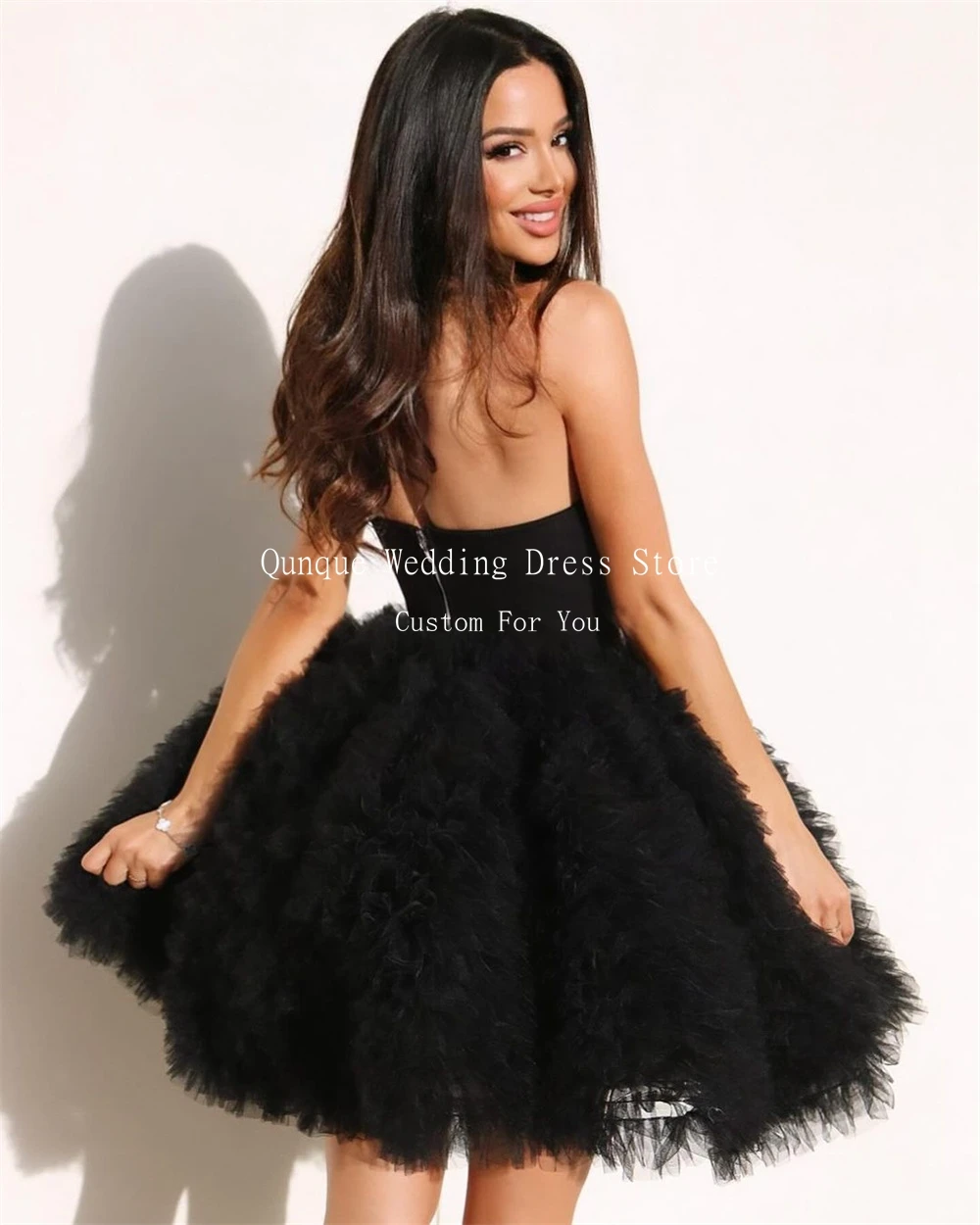 Qunque Short Ball Gown Birthday Party Dress A-line Tulle Luxury Evening Dresses Cocktail Dresses Vestidos De Festa