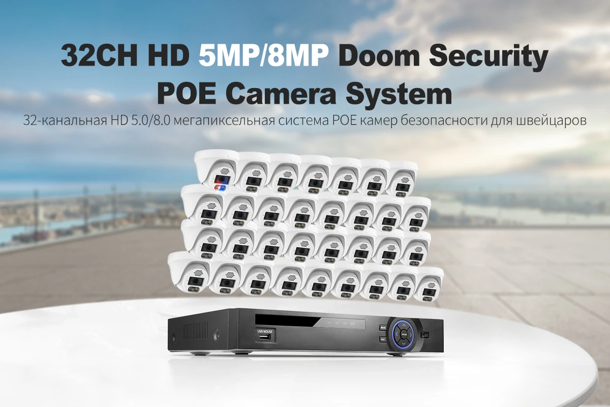 S09e2ac12a83e4b2ab573441e7f05604aH Techage 32CH 5MP 8MP Security Camera System Two-way Audio Smart AI Face Detected H.265 4K Indoor CCTV Video Surveillance Kit P2P