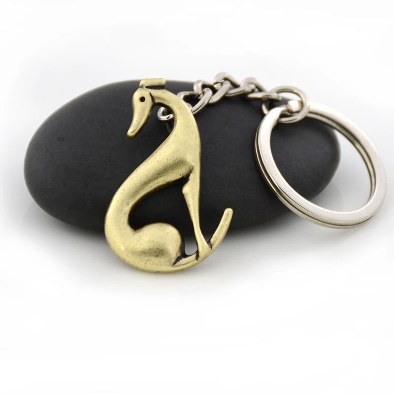 레트로 실버 도금 이탈리아 그레이하운드 Galgo & Whippet 키 체인 개 열쇠 고리 열쇠 고리 가방 매력 여성 애완 동물 보석 휴일 선물