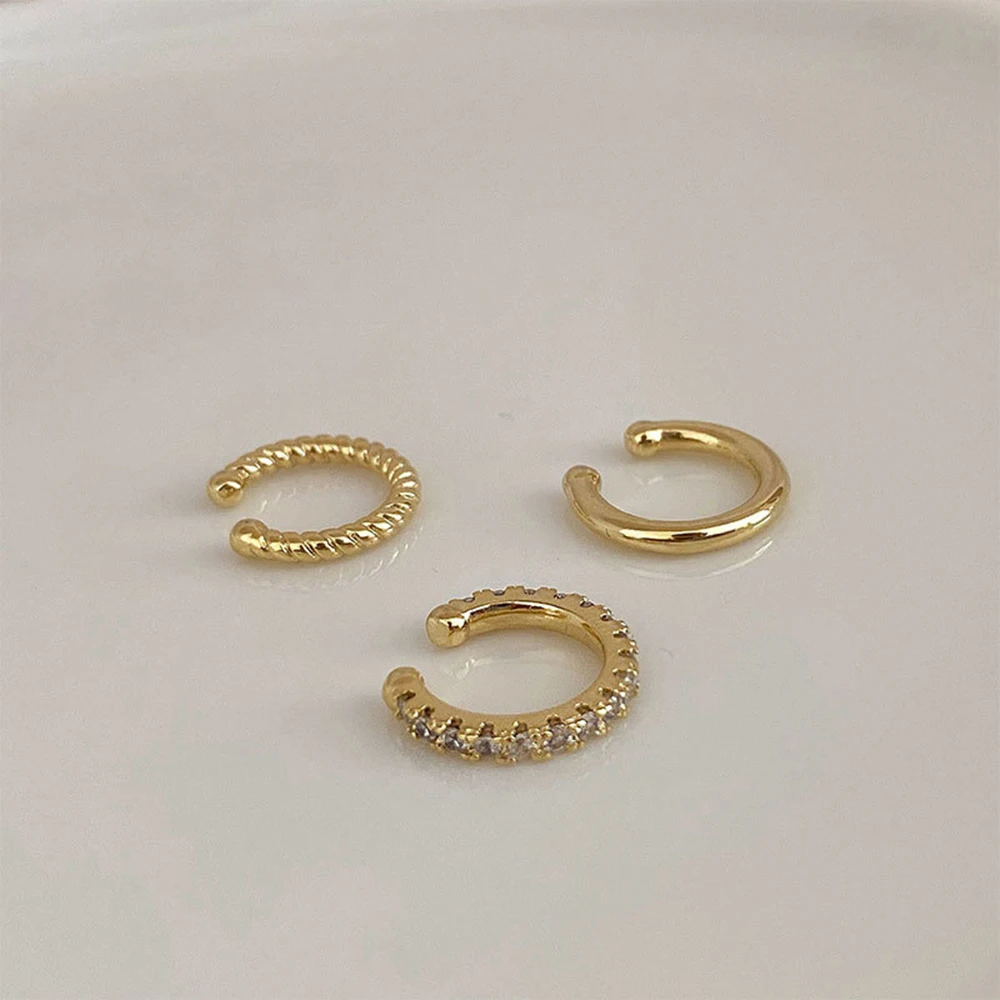 SUMENG Zircon Cute Clip Earrings Buckle Cuff No Piercings Fake Cartilage Women Jewelry