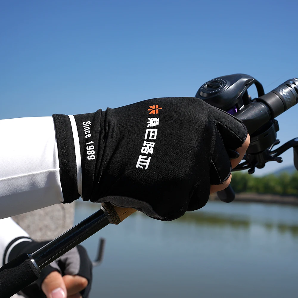 ZUKIBO three finger fishing gloves women men cut gloves for fishing sun protection anti-slip breathable thin