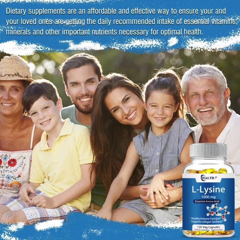 HEALTH L-lysine 1000mg 120 Tablets Enhances Absorption Assimilation Promotes Skin Lip Integrity Collagen Support