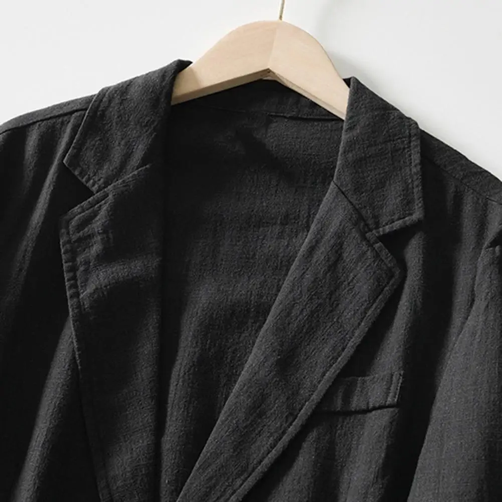 Description Picture 5 of itemMen Business Suit Coat Lapel Long Sleeve Single Breasted Business Casual Jacket with Large Pockets Solid Color Loose Fit Suit Ja