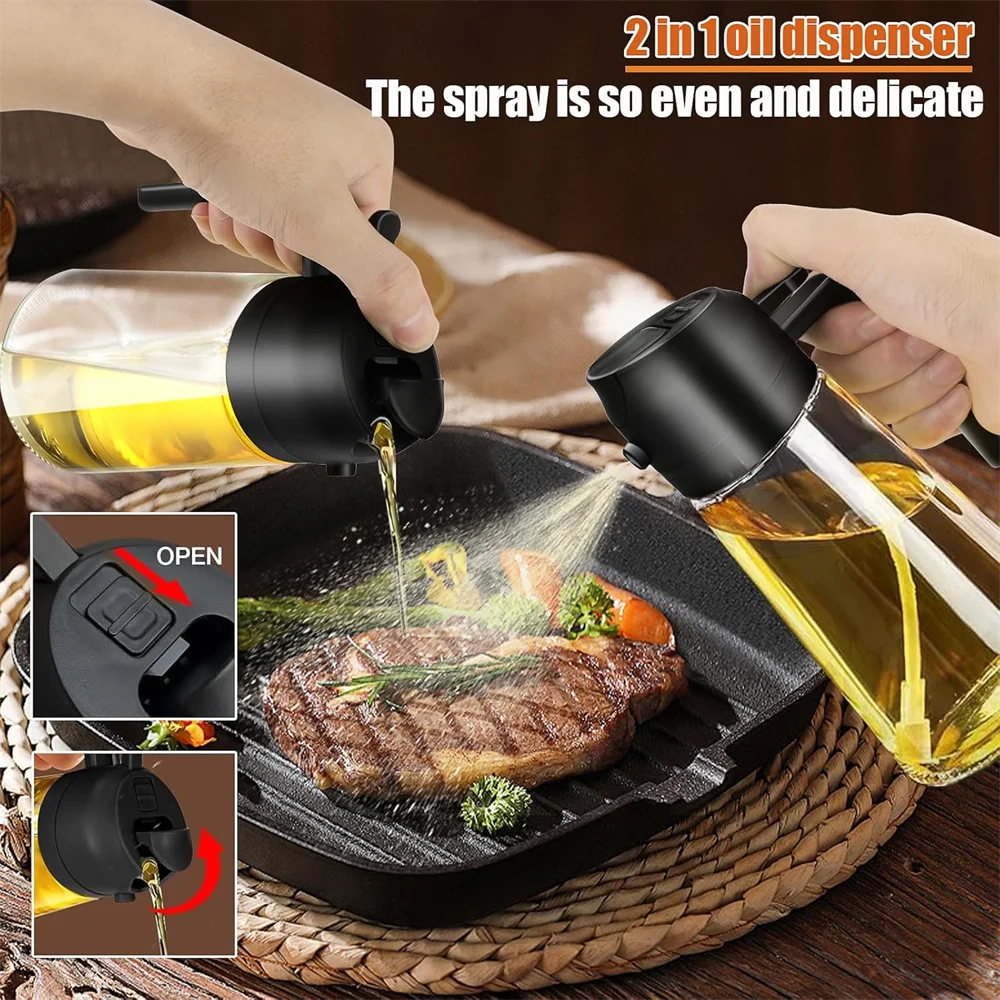 Olive Oil Sprayer Mister for Cooking 16oz/470ml Glass Oil Spray Bottle 2 in 1 Food-grade Dispenser Bottle For Kitchen oil spray bottle oil sprayer oil spray dispenser oil dispenser