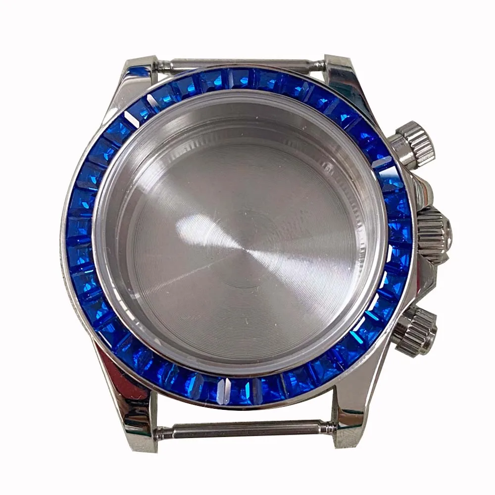 

39mm VK63 Case Crystal Bezel Sapphire Glass Black/Silver Watch Case Only for Vk63 Movement Repair Part