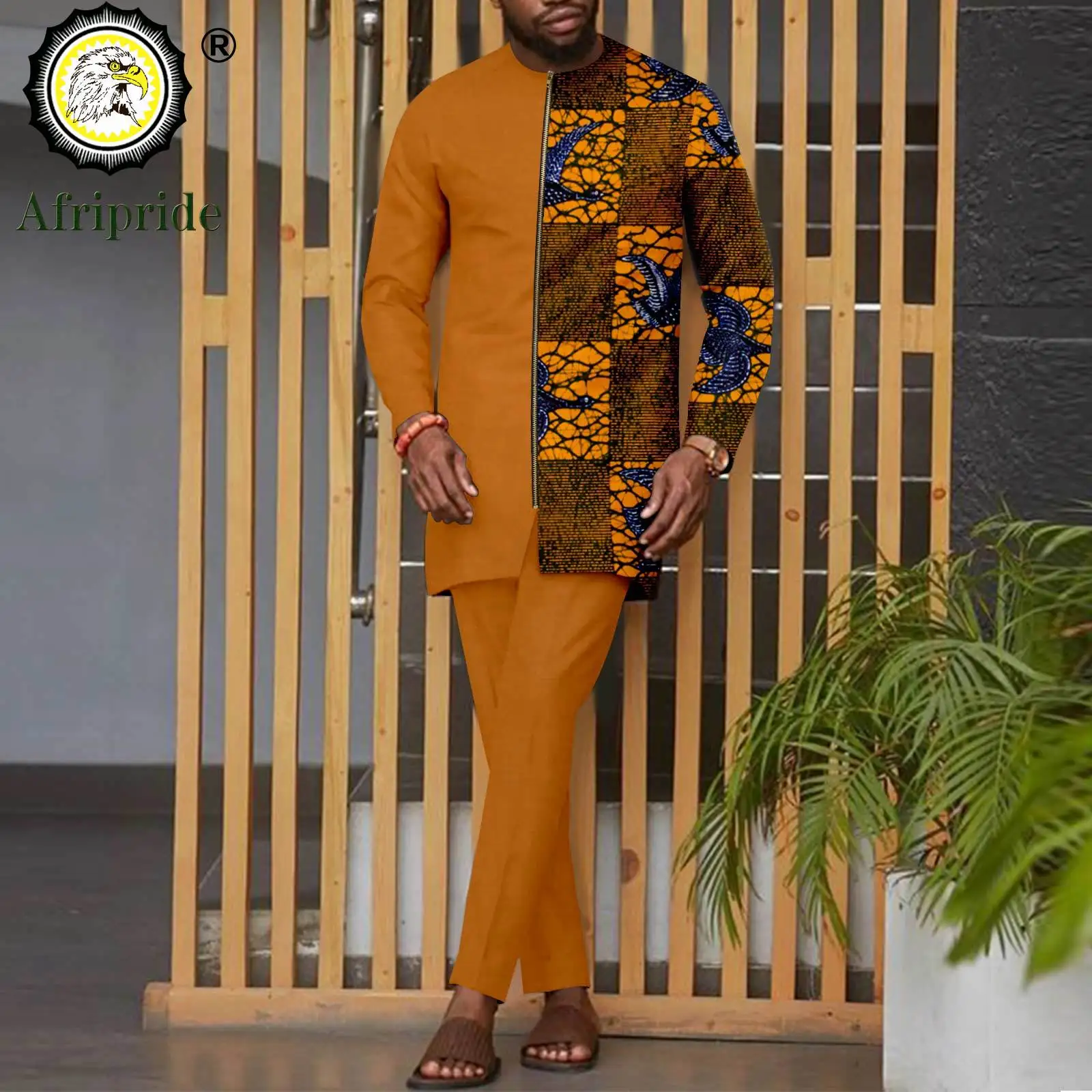 African Men's Attire Fashion Sequin Clothing Long Sleeve Shirt And Pant Two Pieces Suit Dashiki Party Outfits TR6-1 Small At Men's Clothing Store