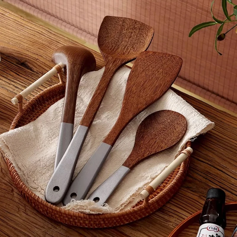 Chicken Wing Wood Lacquerless Waxless Kitchen Wooden Spatula Wooden Spoon Non-Stick Cookware Special Wooden Spatula Spoon Set