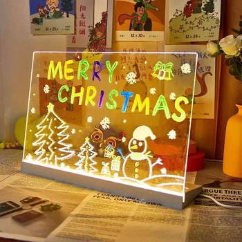 Lavagna acrilica fai-da-te con penne colorate Lavagna luminosa Lavagna per appunti a LED Giocattolo da disegno per bambini Tavolo da disegno a LED Wordpad con luce notturna