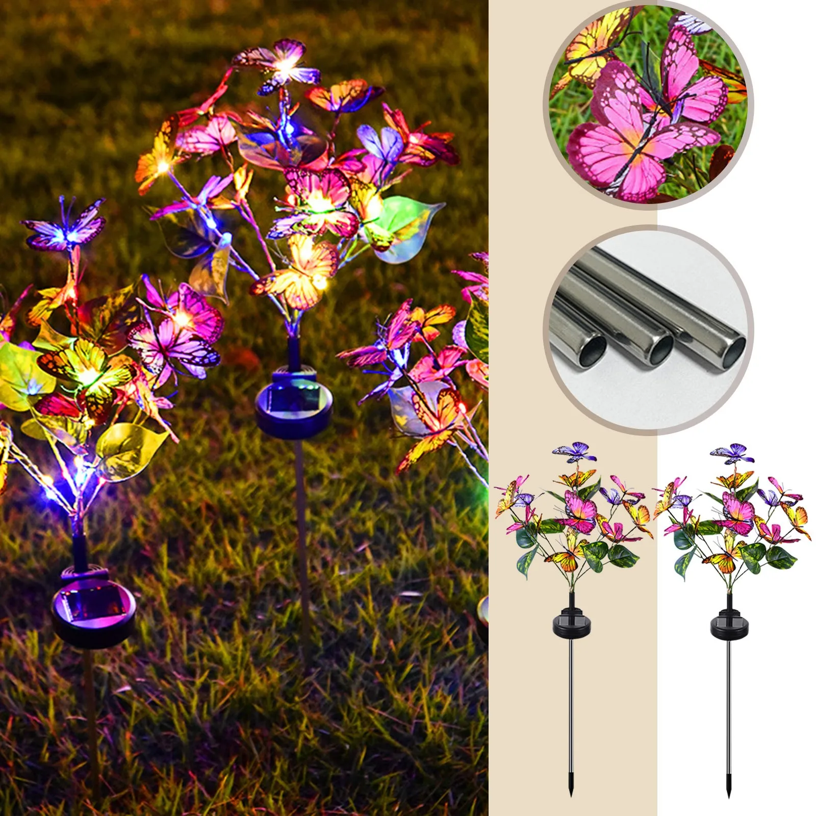 

Уличная садовая лампа на солнечной батарее в виде бабочки, водонепроницаемое садовое украшение для виллы, светильник с заземлением для цветов, уличное освещение
