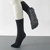 3 Pairs Mid-tube 5 Finger Grip Sport Socks Silicone Non-Slip Warm Floor Sock Black Fitness Training Dance Yoga Pilates Socks