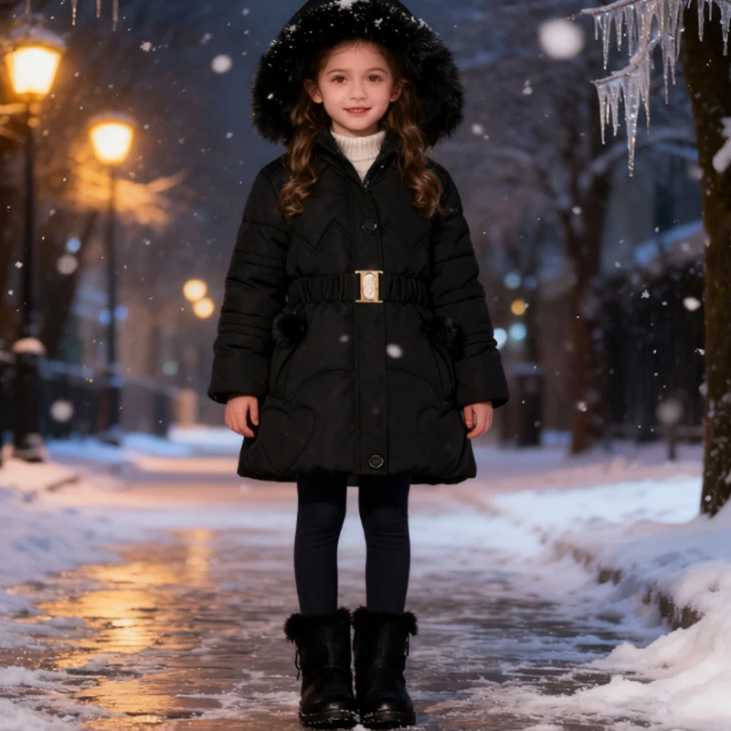 2025 Kids Down Long Outerwear Winter Autumn Teen Cotton Clothes Girls Cotton-Padded Parka Coats Big Children Thicken Warm Jacket - 6