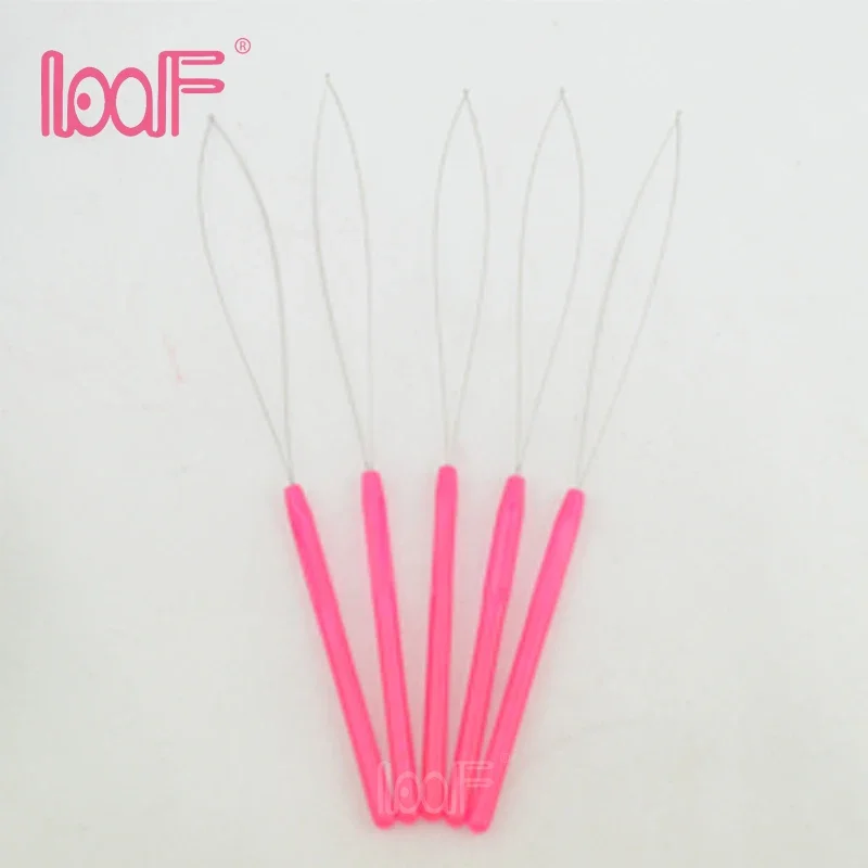 Crochet hooks hair extensions tool 1pcs plastic crochet hook pulling needle Loop threader tool for I tip Hair Extension Micro Ring Tools 6 colors random send