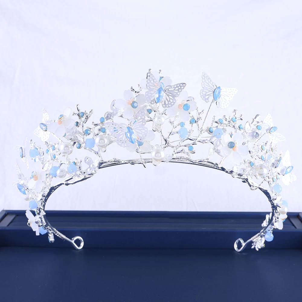 Luxury Wedding Crown Butterfly Crystal Bridal Tiara Sliver Alloy Queen Headpiece For Wedding Banquet Jewelry Hair Accessories
