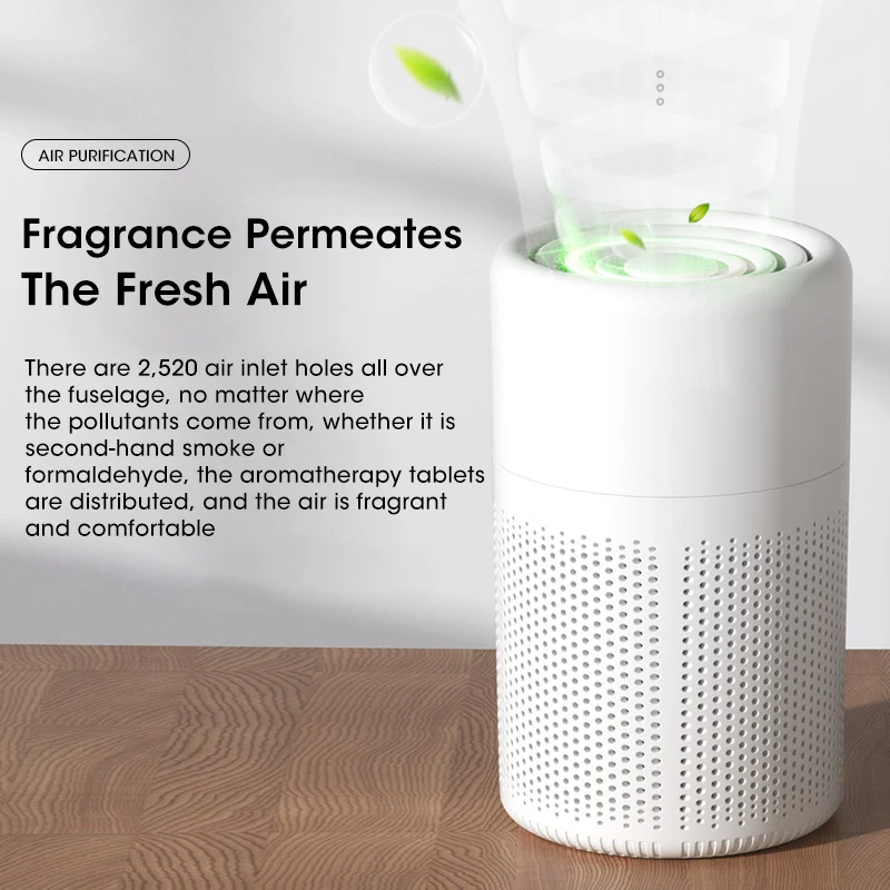 Détail du filtre HEPA H13 retiré du mini purificateur d'air portable, avec indication de remplacement.