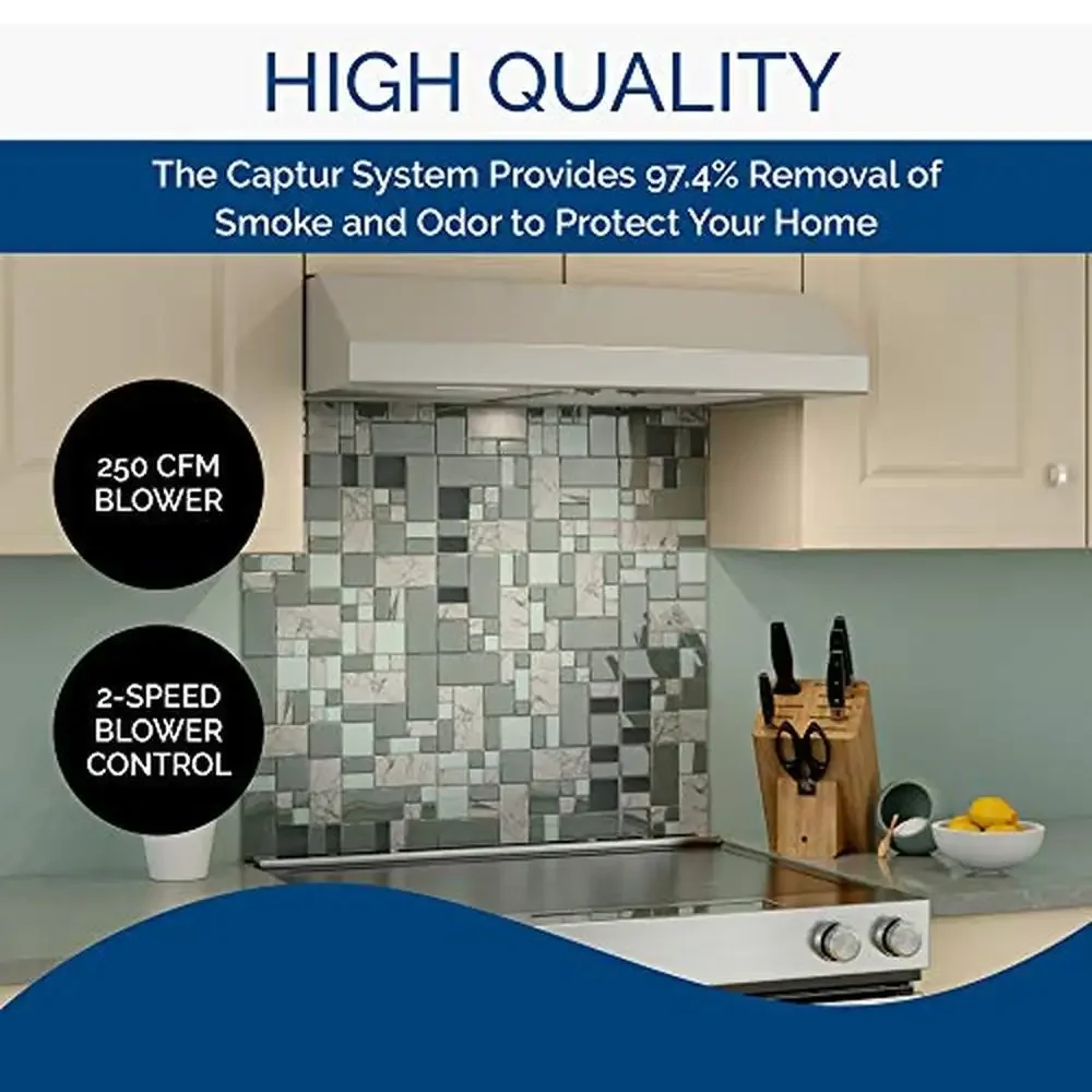 30-Inch Under-Cabinet Convertible Range Hood with Exhaust Fan and LED Lighting 300 CFM Captur System Dishwasher-Safe Filters