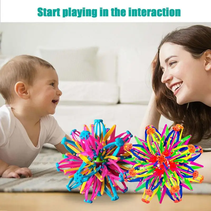 Colorful retractable ball kid magic Indoor outdoor flower ball throwing ball game parent-child interactive toy kid sensory toys 3