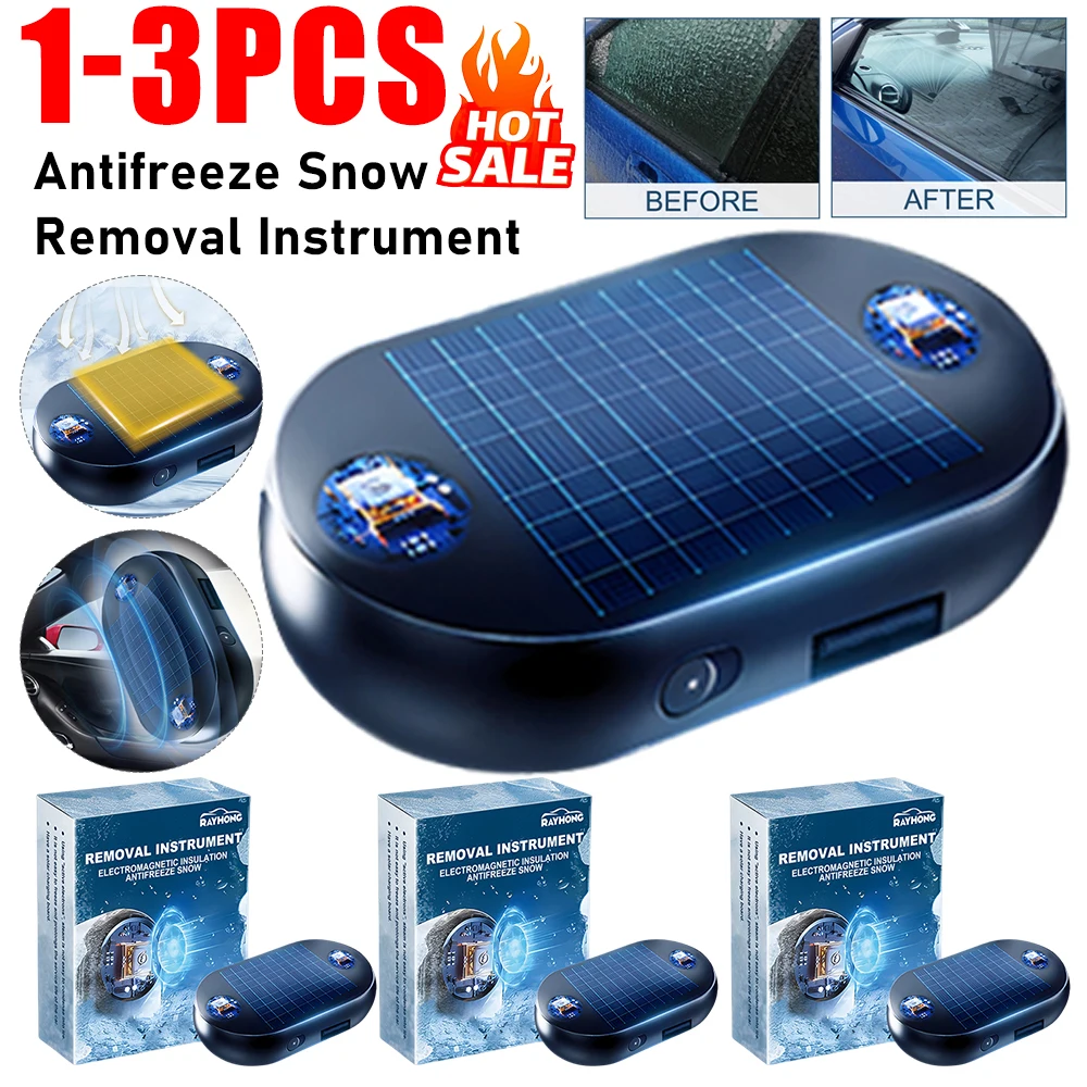 Windshield deicing instrument Car deicer 1-3PCS Solar Antifreeze Snow Removal Instrument Electromagnetic Molecular Windshield Car Snow Removal Device Window Glass Defog
