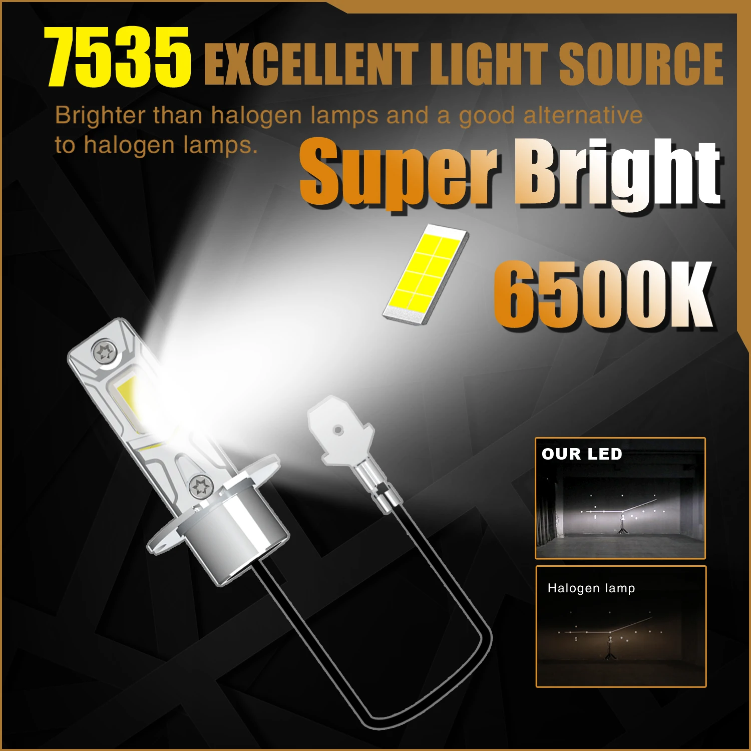 2개 H3 PK22s LED 헤드라이트 전구 고출력 초고휘도 12V 55w 100w 자동차 터보 다이오드 화이트 모토 안개등 어댑터 불필요