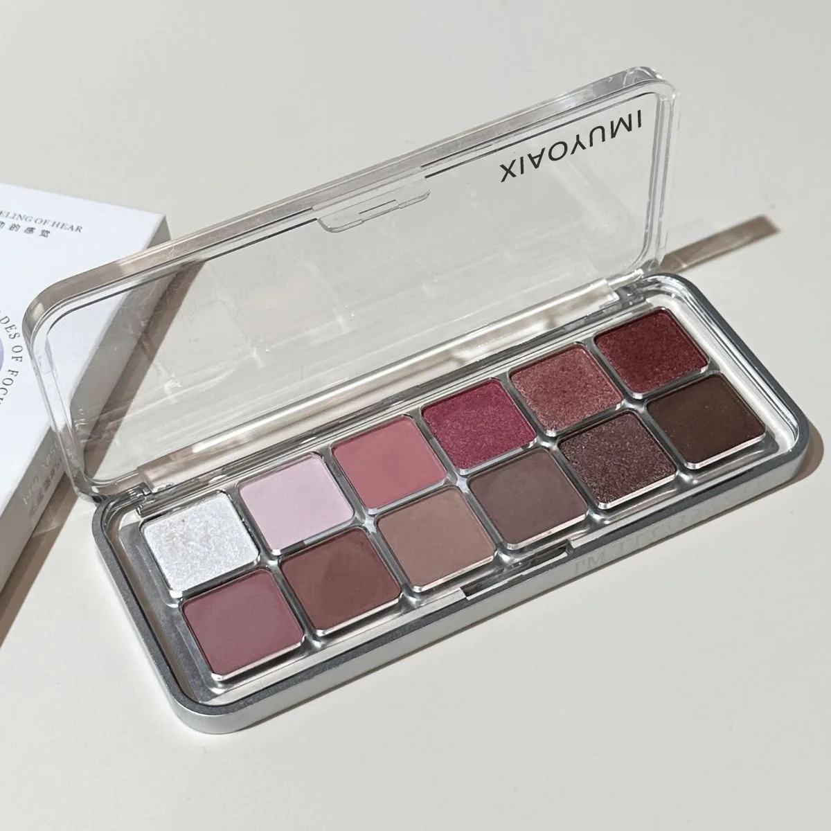 12 Color Eye Shadow Palette Matte Pearl Wine Red Eyeshadow Rose Brown Eyeshadow Glitter Shimmer Long-lasting Beginner Eye Makeup - 5