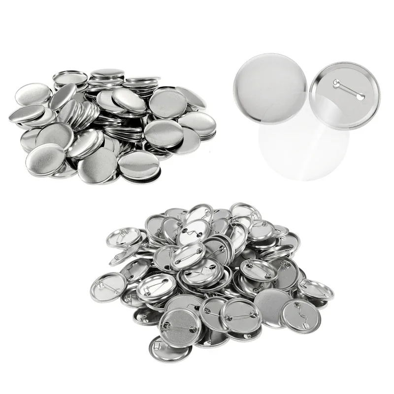 100Set Blank Badge Pin Button Maker Making Parts Supplies 25mm 32mm 37mm 44mm 58mm DIY Button Making Punch Press Machine badge parts
