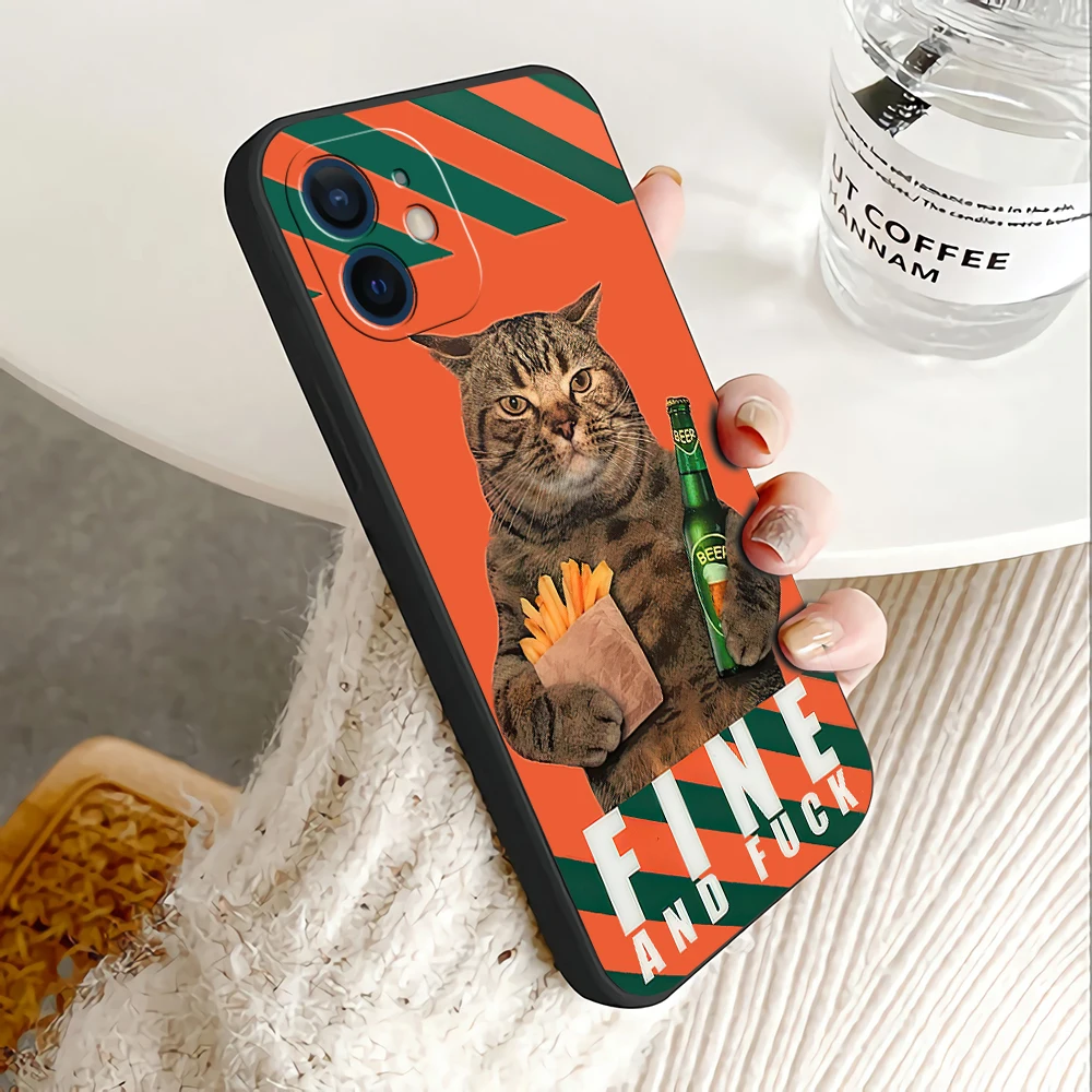 flip phone case Trendy Brand Cat Phone Case For iPhone 11 12 13 Pro MAX X XR XS MAX 13 12 Mini 6 6S 7 8 Plus SE 2020 Lens Protective Flower Soft waterproof phone pouch