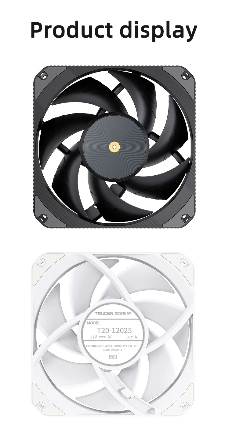 T20 120mm 4Pin PWM Silent Fan, High-Performance 2500RPM Low Noise Cooling Fans f