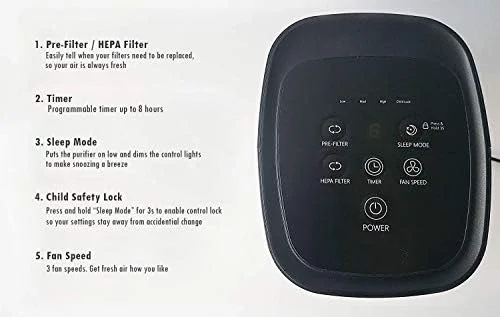 

WPT80P True HEPA Air Purifier, Activated Carbon Advanced Anti-Bacteria, Ideal for Allergies, Odors, Pet Dander, Mold, Smoke, Smo