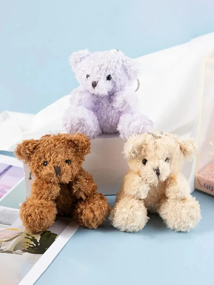 10cm Cute Animal Long Plush Doll With Chain Kawaii Bear Toy Small Pendant Doll Bag Key Fun Pendant For Children And Girls Toy