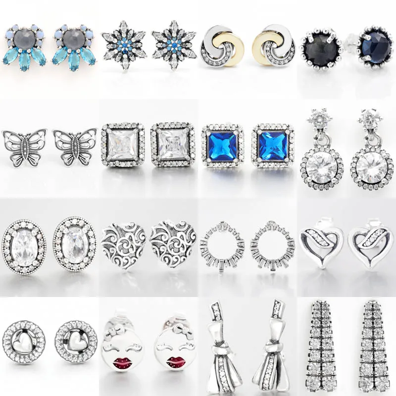 

925 Sterling Silver Ribbons Of Love Heart Interlinked Circles Patterns of Frost Glacial Beauty Earring For Women Fashion Jewelry