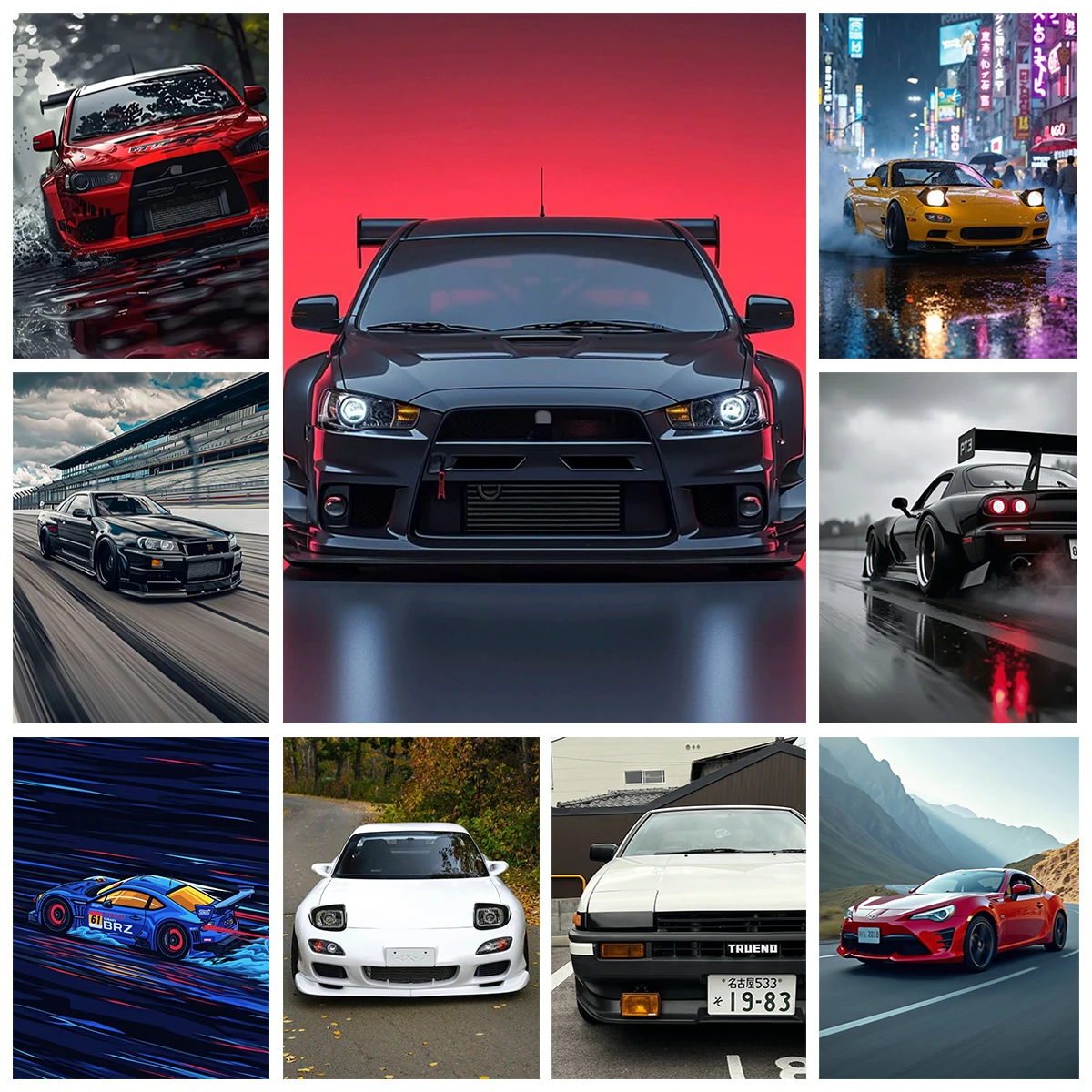 Japanese Sports Car 5D Diamond Painting Kit JDM Sports Car Poster Diy Diamond Embroidery Mosaic Home Decor Oil Painting