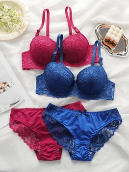 2-piece set of colorful lace combination for gathering and lifting daily bras lingerie set for women sexy  Lingerie 2 sets A2155