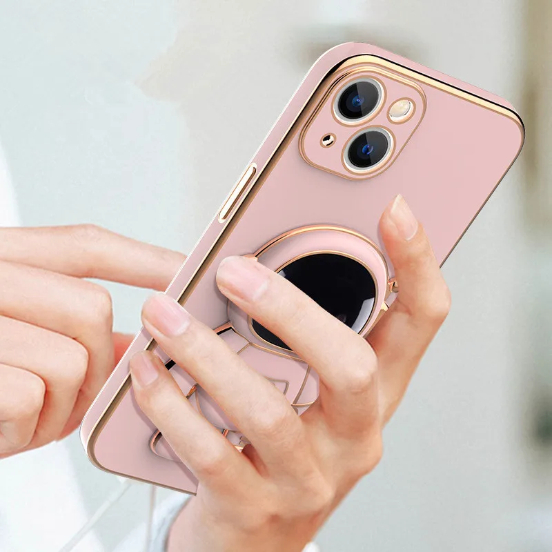 Samsung S22 Ultra S21 FE S20 S10 Plus Kaplama Astronot Katlanır Telefon Tutucu Yumuşak TPU Kapak A53 a73 a33 5 İçin Telefon Kılıfı_voghion.com