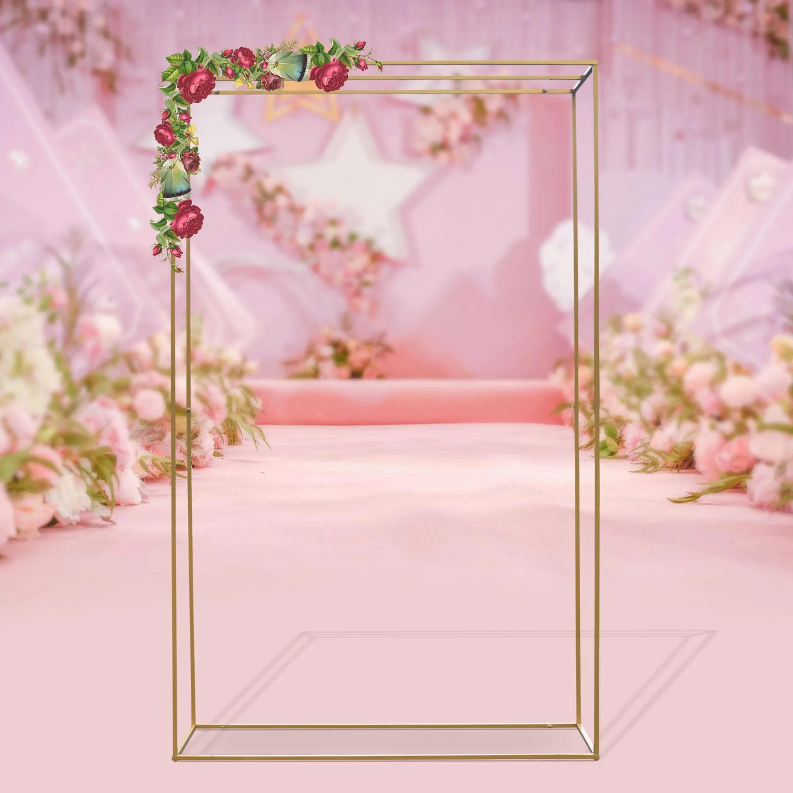 Metal Wedding Arch Rectangle Backdrop Stand Balloon Flower DLY Decor Frame For Wedding Party Gathering