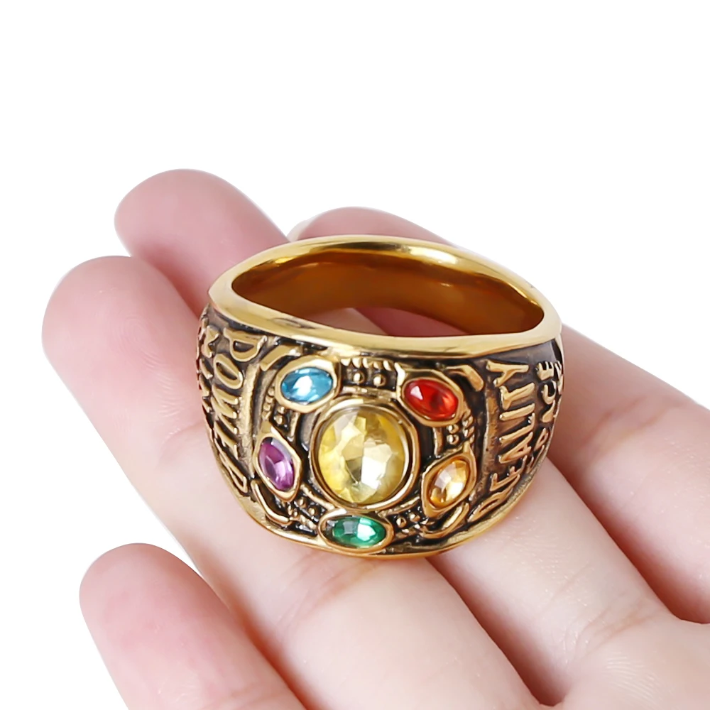 Infinity Stones Penis Ring Male Metal Cum Delay Thanos Penis Ring BDSM Adult Sex Toy Male Chastity Device Cosplay Penis Ring photo