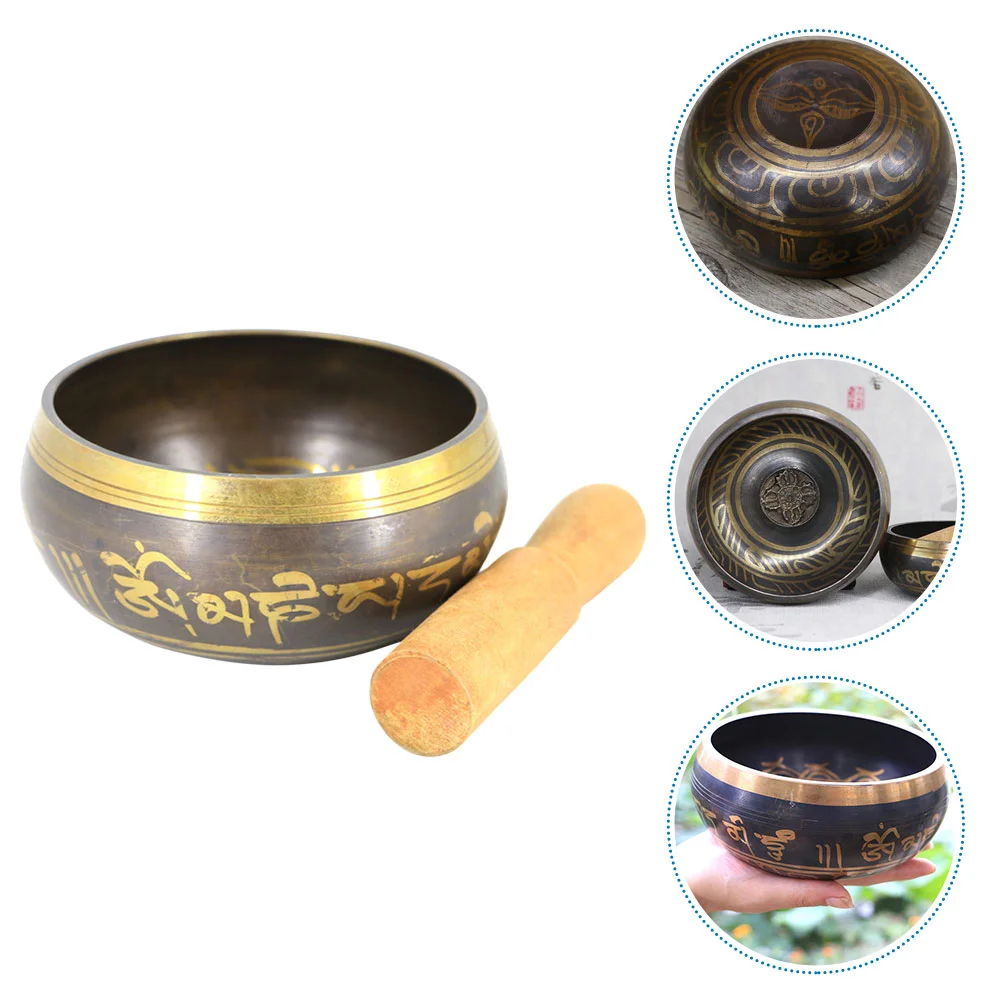 1 Set of Singing Bowl with Mallet Prayer Singing Bowl Decorative Meditation Sound Bowl chanting bowl brass chime handicraft music therapy tibetan singing bowl nepal handmade tibet buddha sound bowl yoga meditation