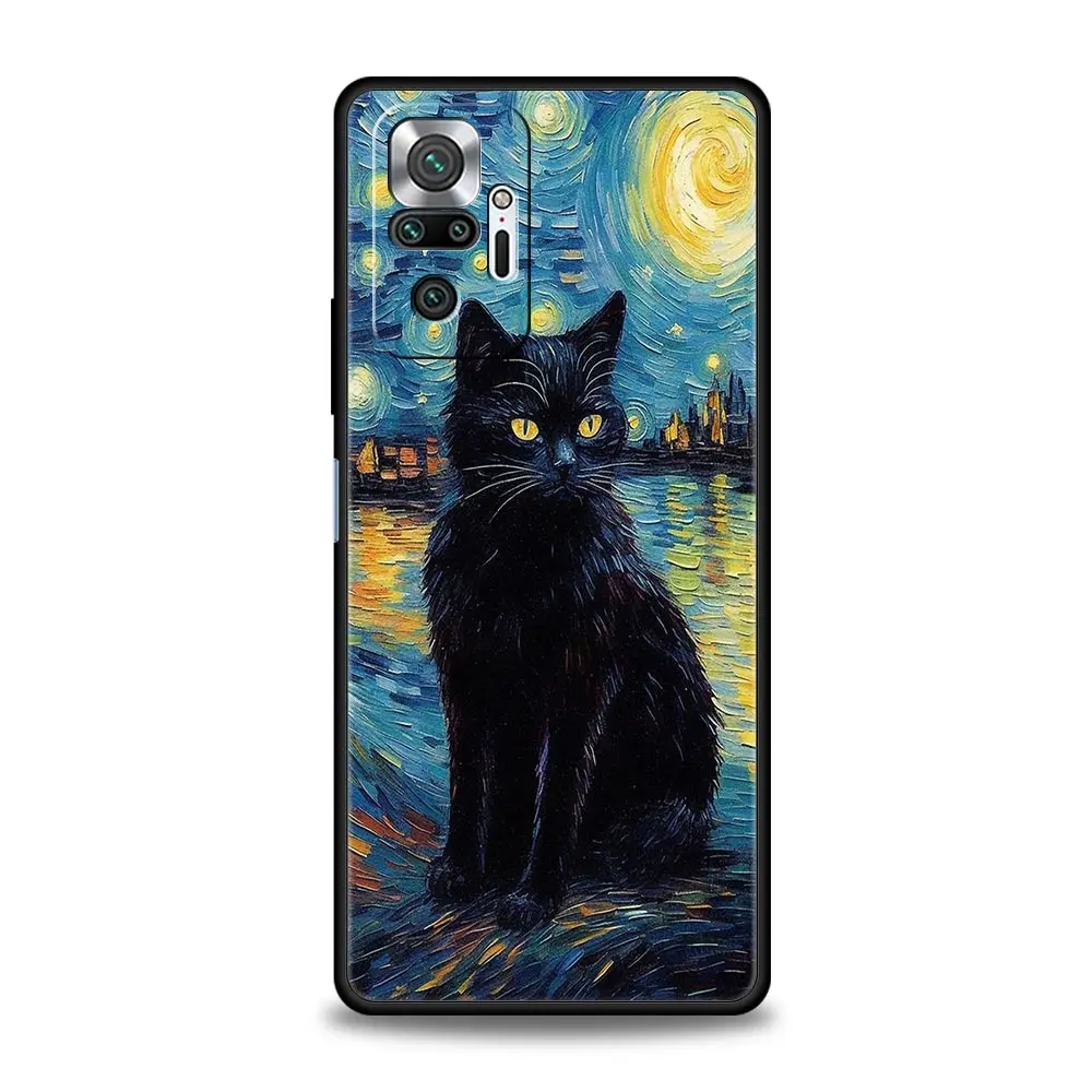 Van Gogh Starry Sky Cat Soft TPU Phone Case