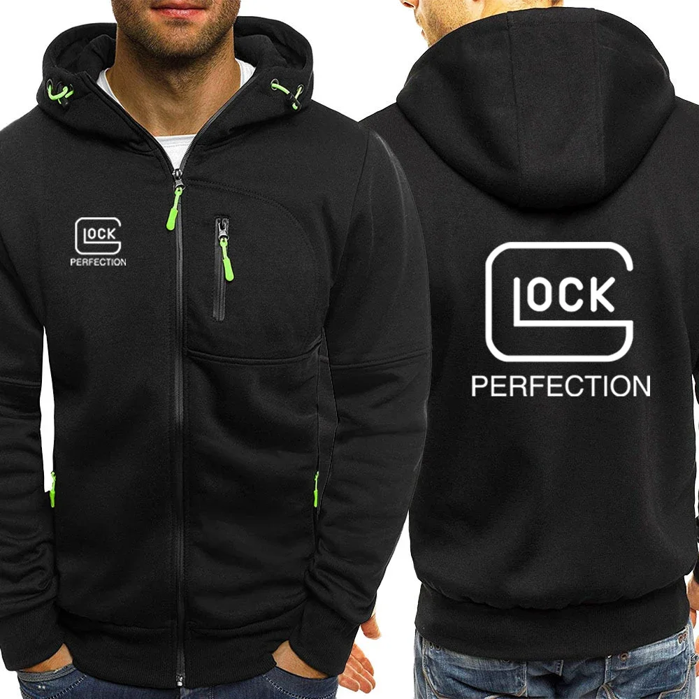 Мужская куртка с капюшоном Glock, однотонная Повседневная Толстовка с длинными рукавами и застежкой-молнией, 2023